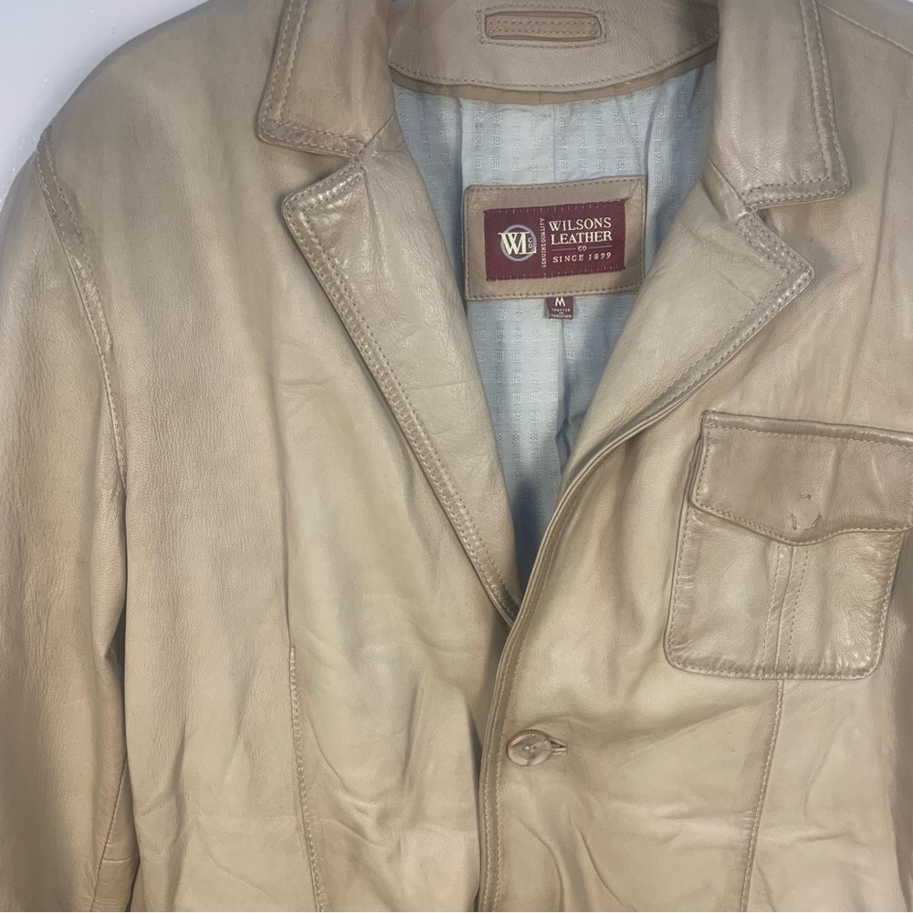 VTG Wilson’s Distressed Leather Jacket Tan Buttery Soft - Picture 2 of 16